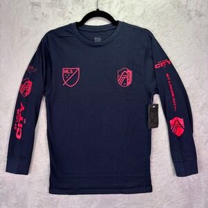 NWT Stadium Essentials Mens Long Sleeve Shirt S Navy Blue St. Louis City SC MLS